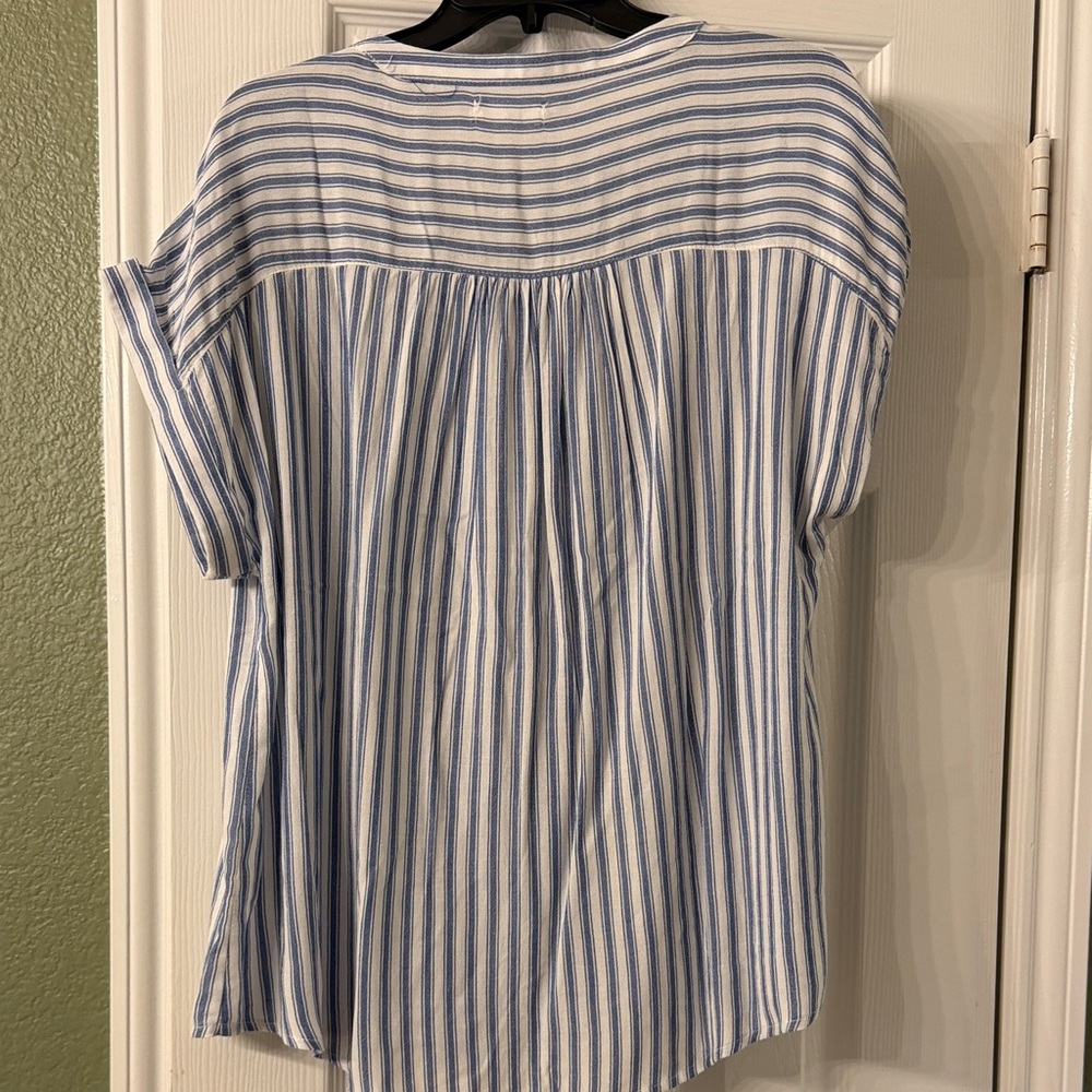 Maurices Blue and White Striped Button-Down Shirt - Picture 7 of 10